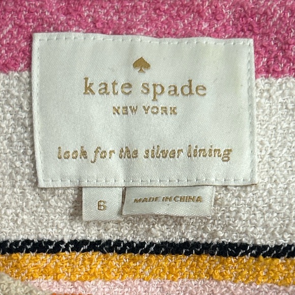 Kate Spade NY Berber Pink Stripe Collarless Blazer Jacket - Picture 7 of 11